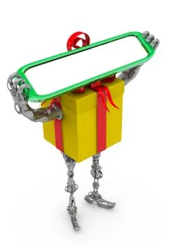 Self-propelled gift box with a blank sign Stock Illustration