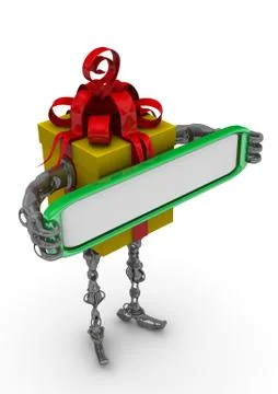 Self-propelled gift box with a blank sign Stock Illustration