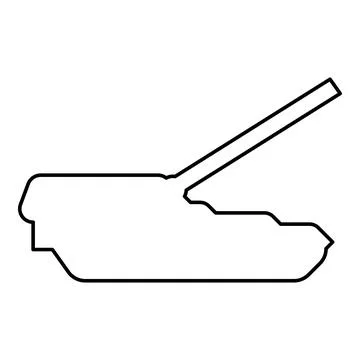 Self-propelled howitzer artillery system contour outline line icon black co.. Stock Illustration