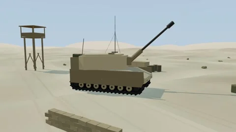 Self-propelled howitzer firing its main gun with muzzle blast and recoil 動画素材 341045491