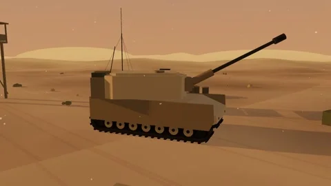 Self-propelled howitzer with its long gun barrel raised Видео 341045493