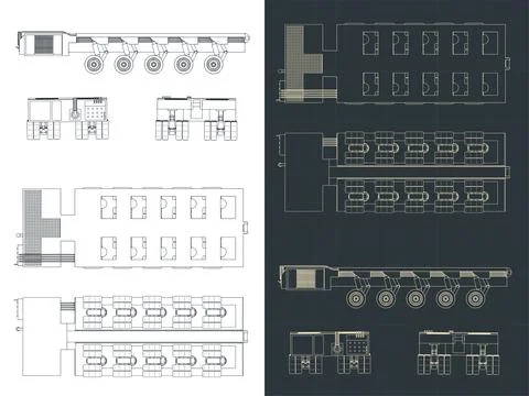 Self Propelled Modular Transporter Blueprints Illustrazione stock