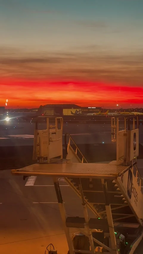 Self propelled passenger step and sunset Stock Footage 327133445