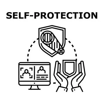 Self protection system securing personal safety and data 库存插图