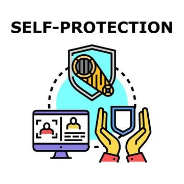 Self protection system securing personal safety and data 库存插图