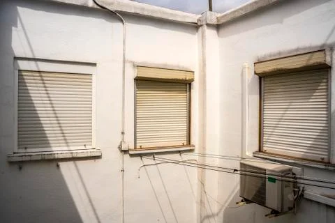 Self quarantine concept. Closed windows Stock Photos