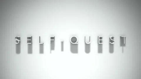 Self quest 3D title animation with shadows on a white background Video stock 297670368