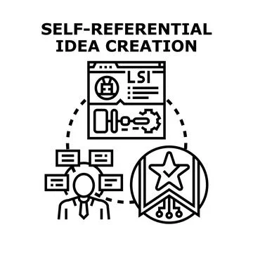 Self referential idea creation and development process Illustrazione stock