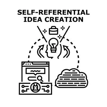 Self referential idea creation developing new concepts Stock Illustration