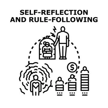 Self reflection and rule following process illustration Stock Illustration