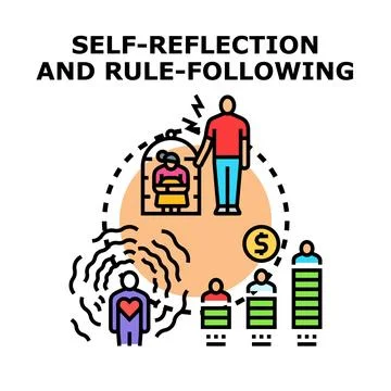 Self reflection and rule following process illustration Stock Illustration