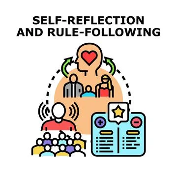 Self reflection and rule following concept vector illustration Stock Illustration