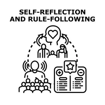 Self reflection and rule following concept vector illustration Stock Illustration