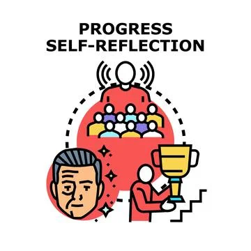Self reflection creating progress and achieving success Stock Illustration