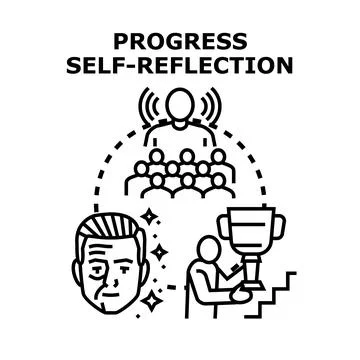 Self reflection creating progress and achieving success Stock Illustration