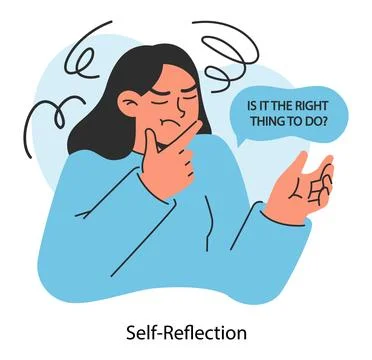 Self-reflection. Emotional intelligence and consciousness. Deep understanding Stock Illustration