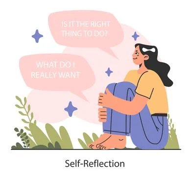 Self-reflection. Emotional intelligence and consciousness. Deep understanding 스톡 일러스트