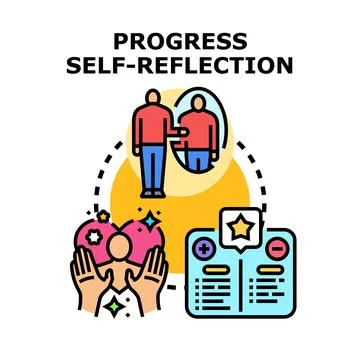 Self reflection guiding personal progress and development Illustrazione stock
