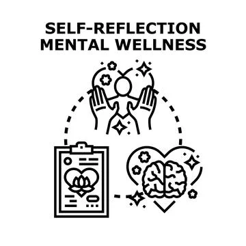 Self reflection mental wellness vector concept illustration Stock Illustration