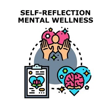 Self reflection mental wellness vector concept illustration Stock Illustration