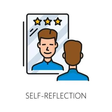Self reflection psychological disorder linear icon Stock Illustration