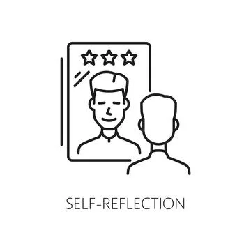 Self reflection psychological problem line icon Stock Illustration