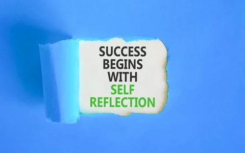Self reflection symbol. Concept words Success begins with self reflection o.. Stock Photos