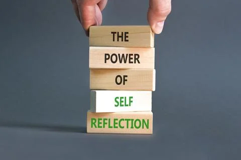 Self reflection symbol. Concept words The power of self reflection on beautif Stock Photos