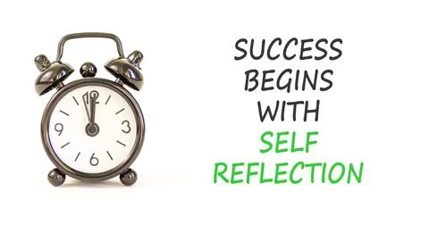 Self reflection symbol. Concept words Success begins with self reflection o.. Stock Photos