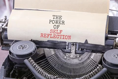 Self reflection symbol. Concept words The power of self reflection typed on o Stock Photos