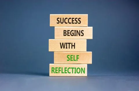 Self reflection symbol. Concept words Success begins with self reflection o.. Stock Photos