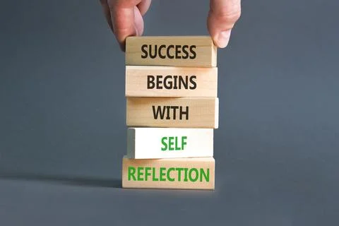Self reflection symbol. Concept words Success begins with self reflection o.. Stock Photos