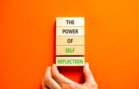 Self reflection symbol. Concept words The power of self reflection on beautif 스톡 사진