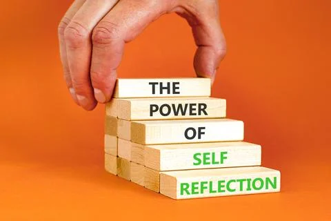 Self reflection symbol. Concept words The power of self reflection on beautif 스톡 사진