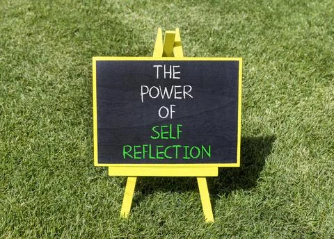 Self reflection symbol. Concept words The power of self reflection on beautif 스톡 사진