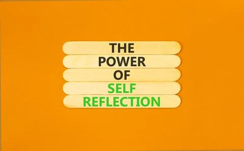Self reflection symbol. Concept words The power of self reflection on beautif Stock Photos