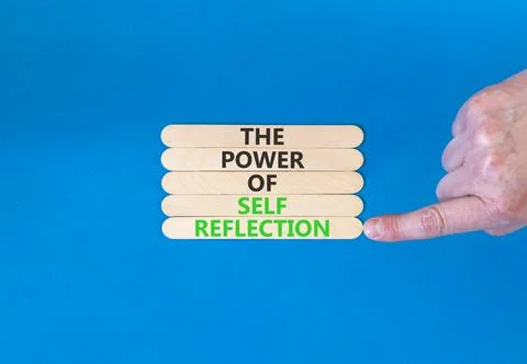 Self reflection symbol. Concept words The power of self reflection on beautif Stock Photos