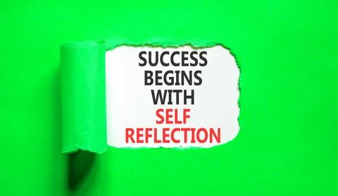 Self reflection symbol. Concept words Success begins with self reflection o.. Stock Photos
