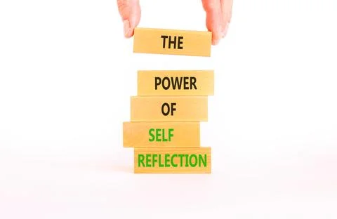 Self reflection symbol. Concept words The power of self reflection on beautif Stock Photos