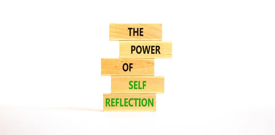 Self reflection symbol. Concept words The power of self reflection on beautif Stock Photos