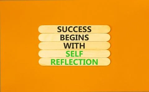 Self reflection symbol. Concept words Success begins with self reflection o.. Stock Photos