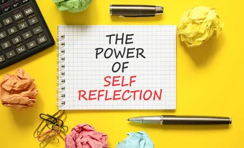 Self reflection symbol. Concept words The power of self reflection on beautif Stock Photos