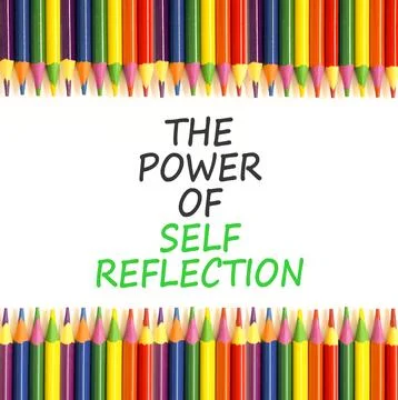 Self reflection symbol. Concept words The power of self reflection on beautif Fotos Stock