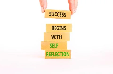 Self reflection symbol. Concept words Success begins with self reflection o.. Stock Photos