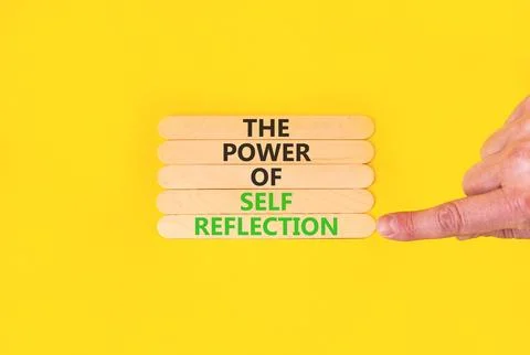 Self reflection symbol. Concept words The power of self reflection on beautif Stock Photos