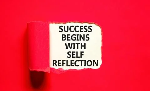 Self reflection symbol. Concept words Success begins with self reflection o.. Stock Photos