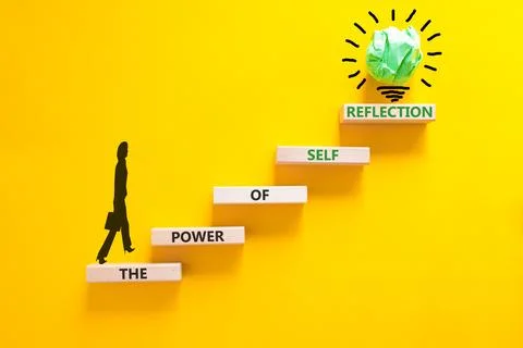 Self reflection symbol. Concept words The power of self reflection on beautif Stock Photos