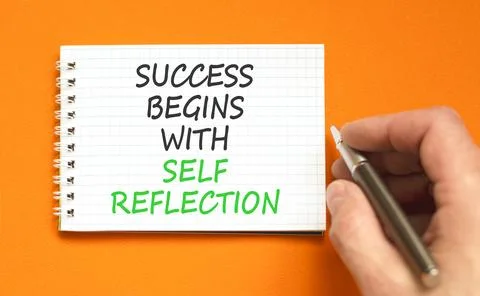 Self reflection symbol. Concept words Success begins with self reflection o.. Stock Photos