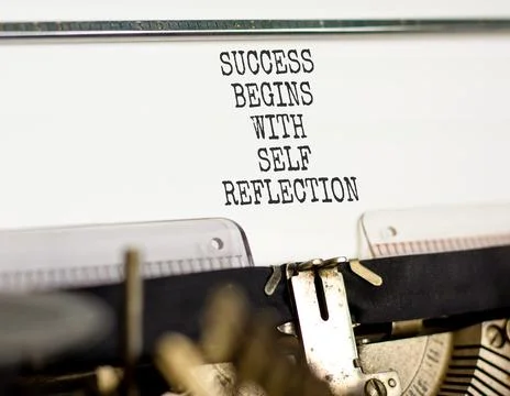 Self reflection symbol. Concept words Success begins with self reflection t.. Stock Photos