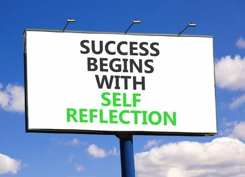 Self reflection symbol. Concept words Success begins with self reflection o.. Stock Photos